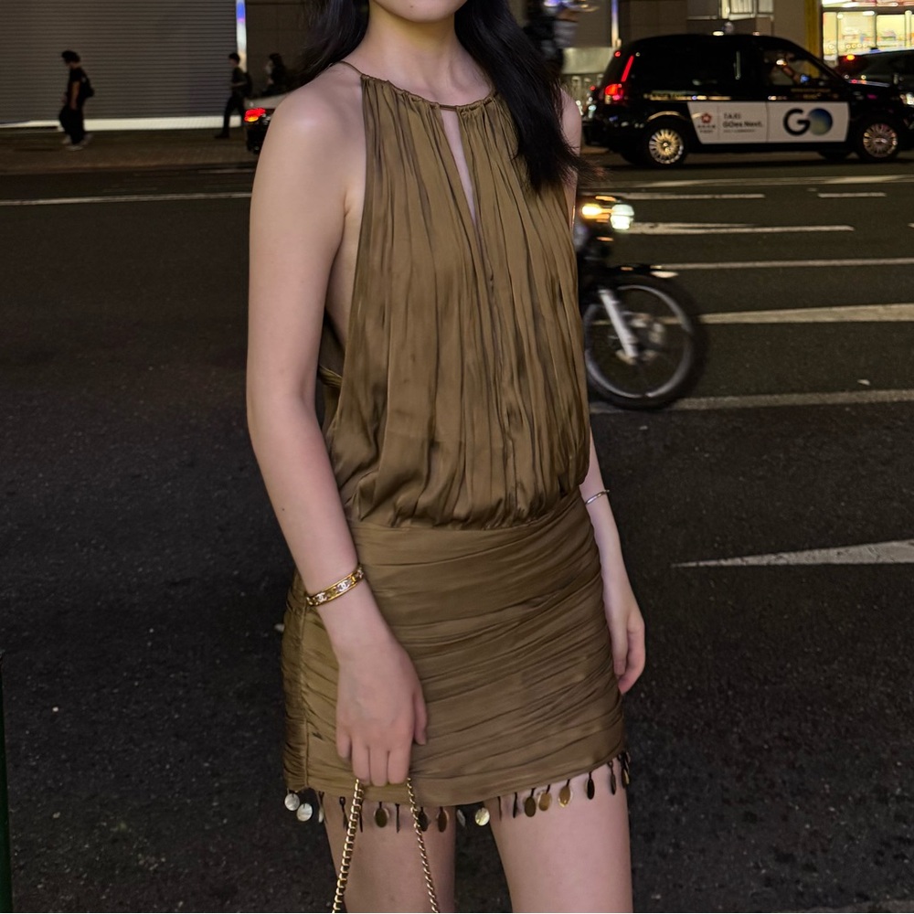 Elegant Brown Sleeveless Dress
